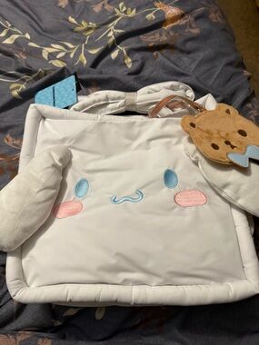 Sanrio White Cinnamoroll Tote with Pink & Blue Accents